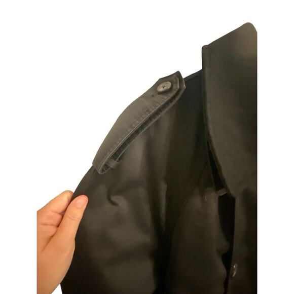 Ralph Lauren Double Breasted Trench Coat Black Removable Lining Quilted 44R VTG - Picture 10 of 16